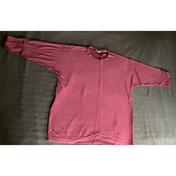 Cable & Gauge Burgundy Studded Sweater Womens Size Large - Picture 12 of 15